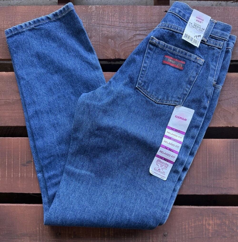 Wrangler Girls 20X WG22XSW NWT Vintage Relaxed Fit Jeans Size 14 Reg Dark Wash